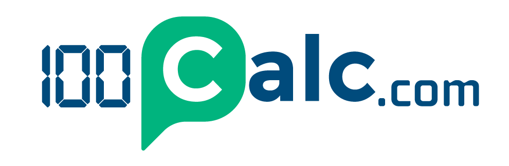 Transparent 100calc logo with modern calculator inital c and bold brand typography