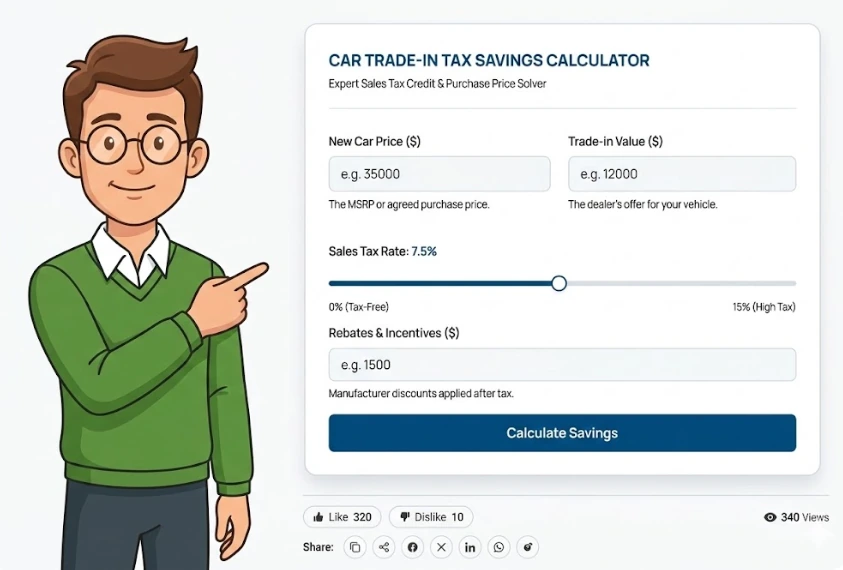 Here is a highly descriptive and keyword-focused alt text for the Car Trade-in Tax Savings Calculator.