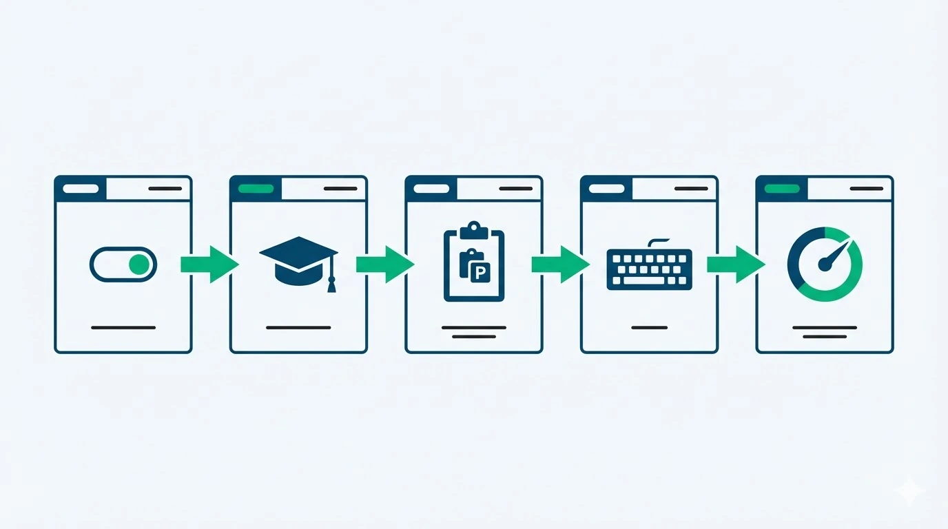 5-step 2D flowchart showing how to use the UCP CGPA calculator, featuring standard entry, Odoo magic paste, and final academic breakdown.
