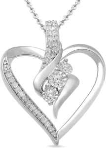 Amazon Essentials diamond heart pendant necklace in sterling silver