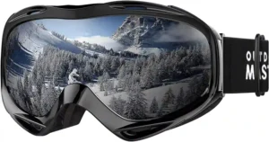 OutdoorMaster OTG ski goggles with anti-fog dual lens and UV400 protection worn over prescription glasses