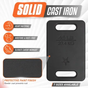 Yes4All solid cast iron ruck weight plate with rounded edges for weighted backpack walking and fitness training