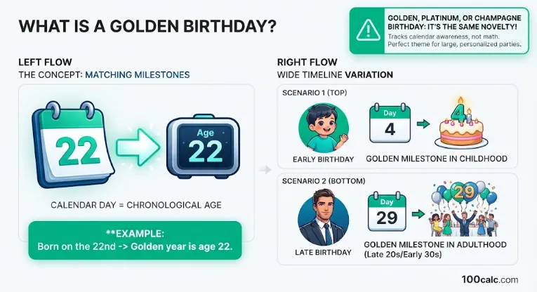 Golden birthday examples showing how your golden birthday age matches the day of the month you were born